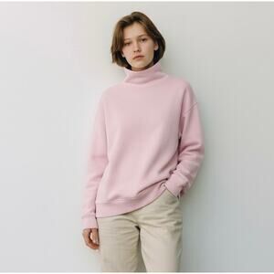 LL Bean Pink 100% Cotton Turtle Neck Women's Large - Soft Breathable